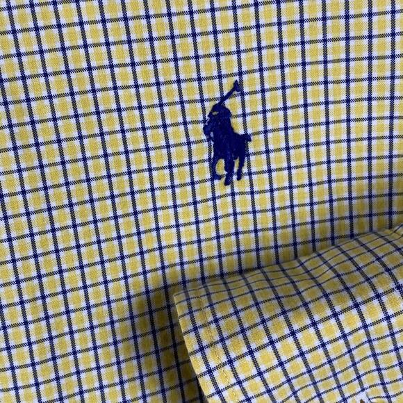 VTG Polo Ralph Lauren Classic Fit 16 34/35 XL Yellow Plaid Preppy Formal Office - Picture 1 of 8